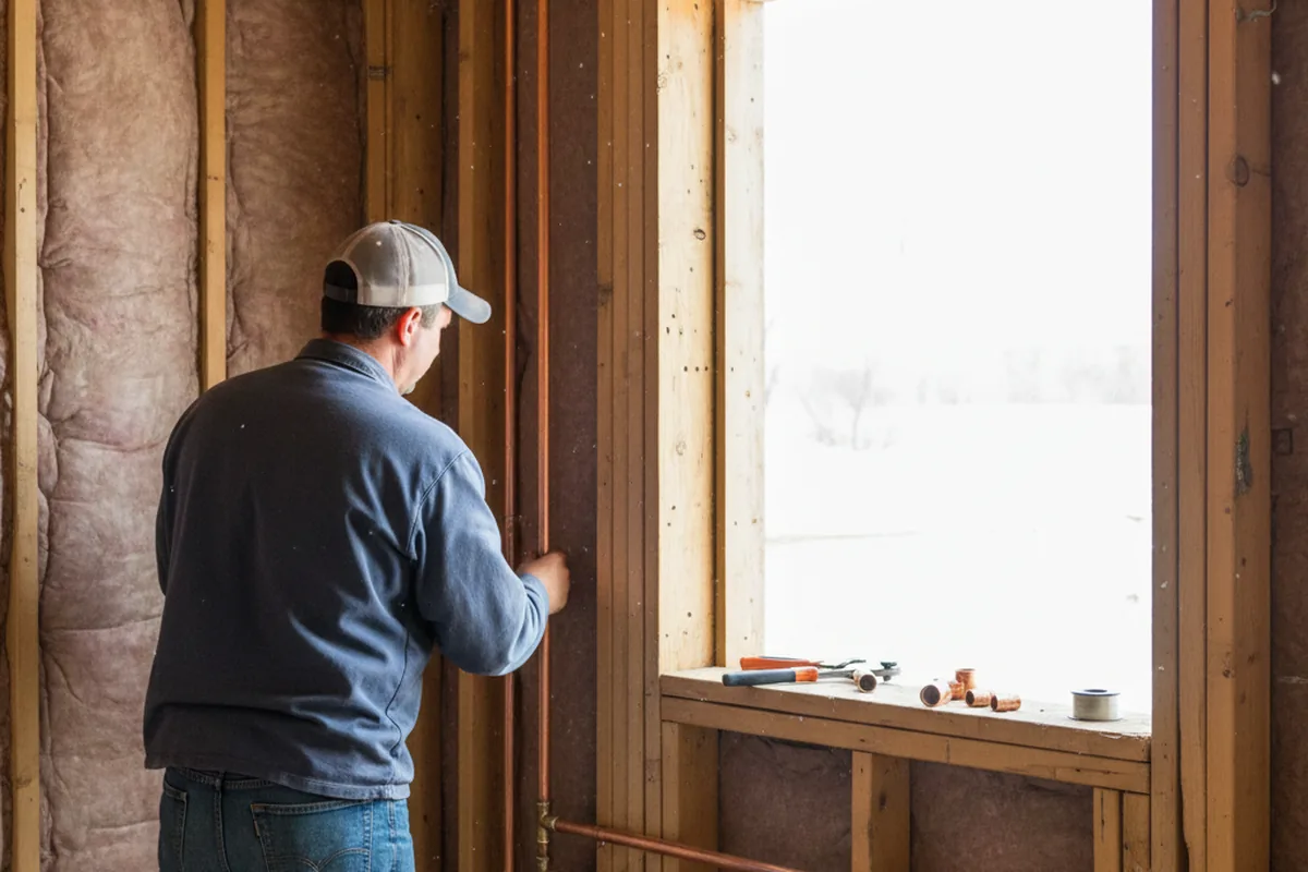 Licensed plumber running new copper supply lines in a Highlands home